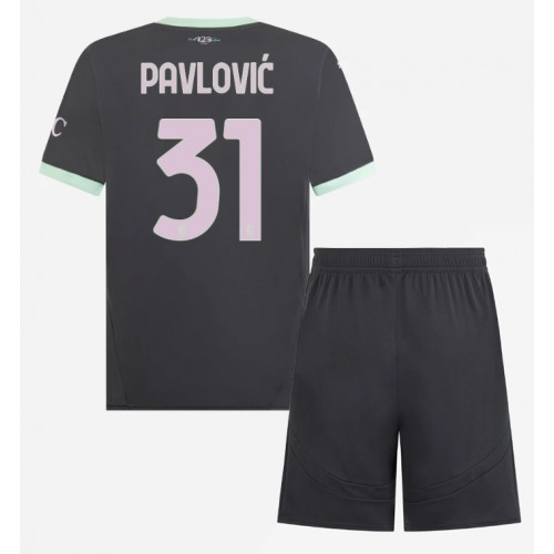 AC Milan Strahinja Pavlovic #31 Rezervni Dres za djecu 2024-25 Kratak Rukav (+ Kratke hlače)